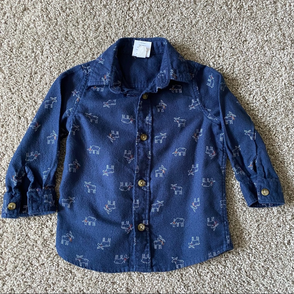 Jumping beans blue winter theme button up boys size 18Months